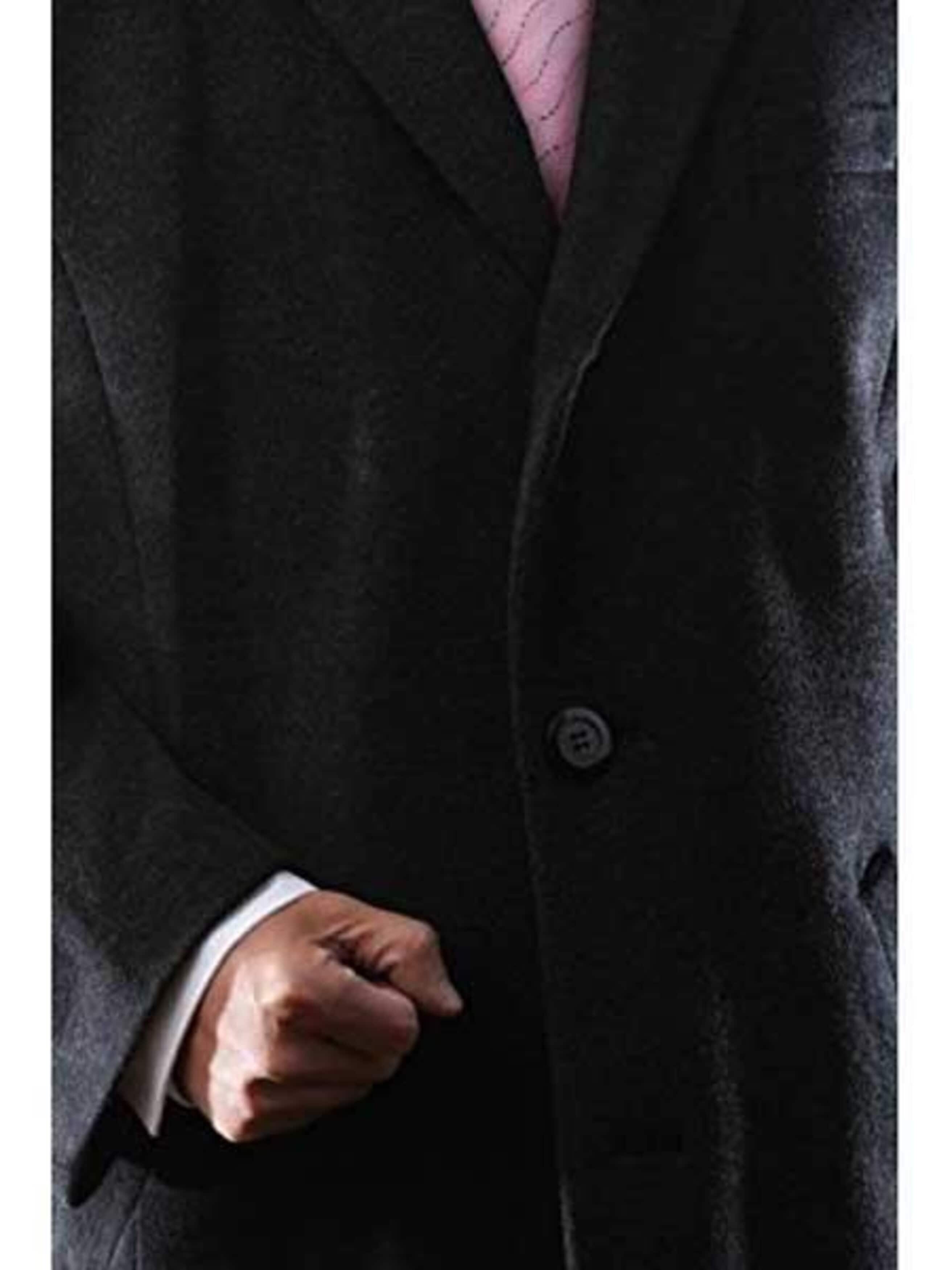 Men's 3 Buttons Dark Charcoal Luxury Wool/Three Quarter Length Long men's Dress Topcoat - Winter coat - Mens Overcoat - Men's Tuxedo USA