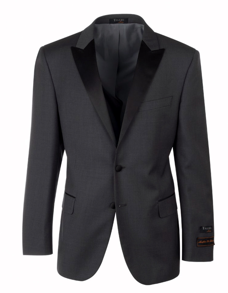 2 Button Designer Peak Tuxedo in Charcoal Grey - Men's Tuxedo USA