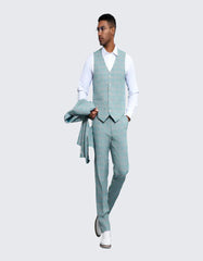 Men's Turquosie Windowpane Suit Three Piece Set- Wedding - Prom - Men's Tuxedo USA