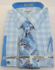 Mens Fashion Dress Shirts And Ties Turquoise Blue Colorful Men's Dress Shirt - Men's Tuxedo USA