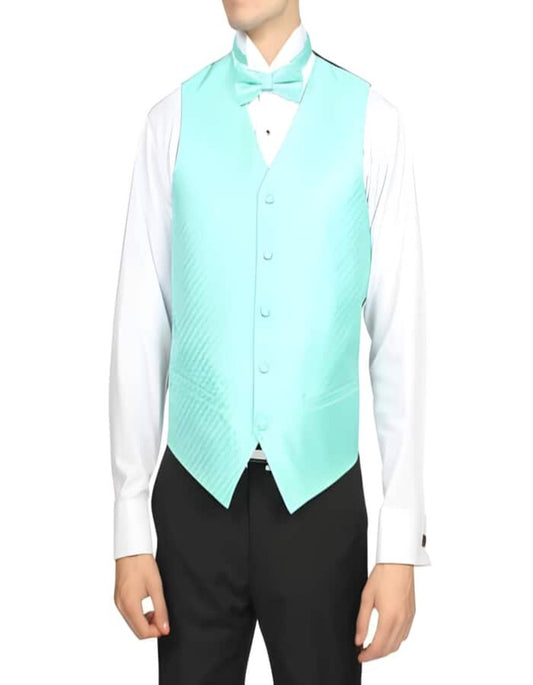 Pale turquoise ~ Light Blue Stage Party 4-Piece Wedding - men's Vest For Groom and Groomsmen Combo Big and Tall Large Man ~ Plus Size Suits - Men's Tuxedo USA