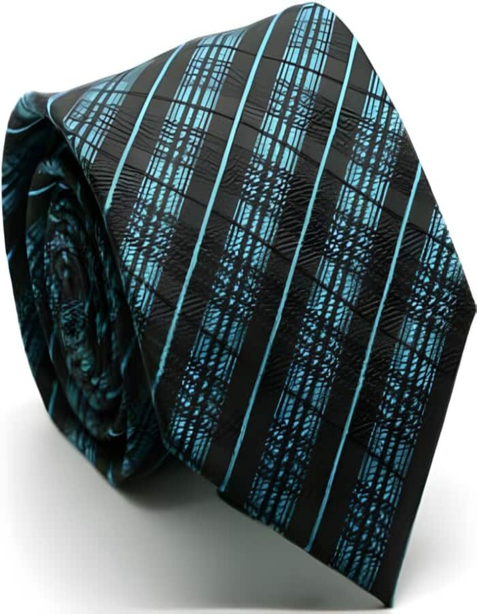 Men's Neck Ties - Mens Dress Tie - Trendy Mens Ties Premium English Striped Groomsmen Ties Turquoise - Men's Tuxedo USA