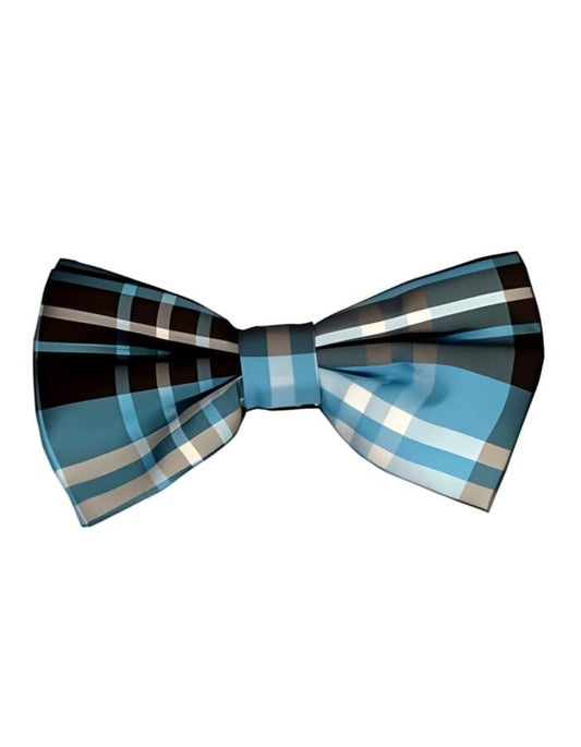 Plaid Pattern Turquoise and Black Bow Groomsmen Ties Men's Neck Ties - Mens Dress Tie - Trendy Mens Ties - Men's Tuxedo USA