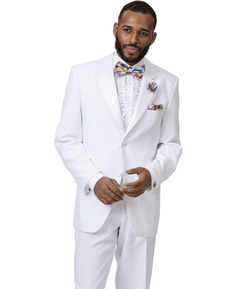 Mens Classic 2 Button Notch Lapel Tuxedo in White - Men's Tuxedo USA