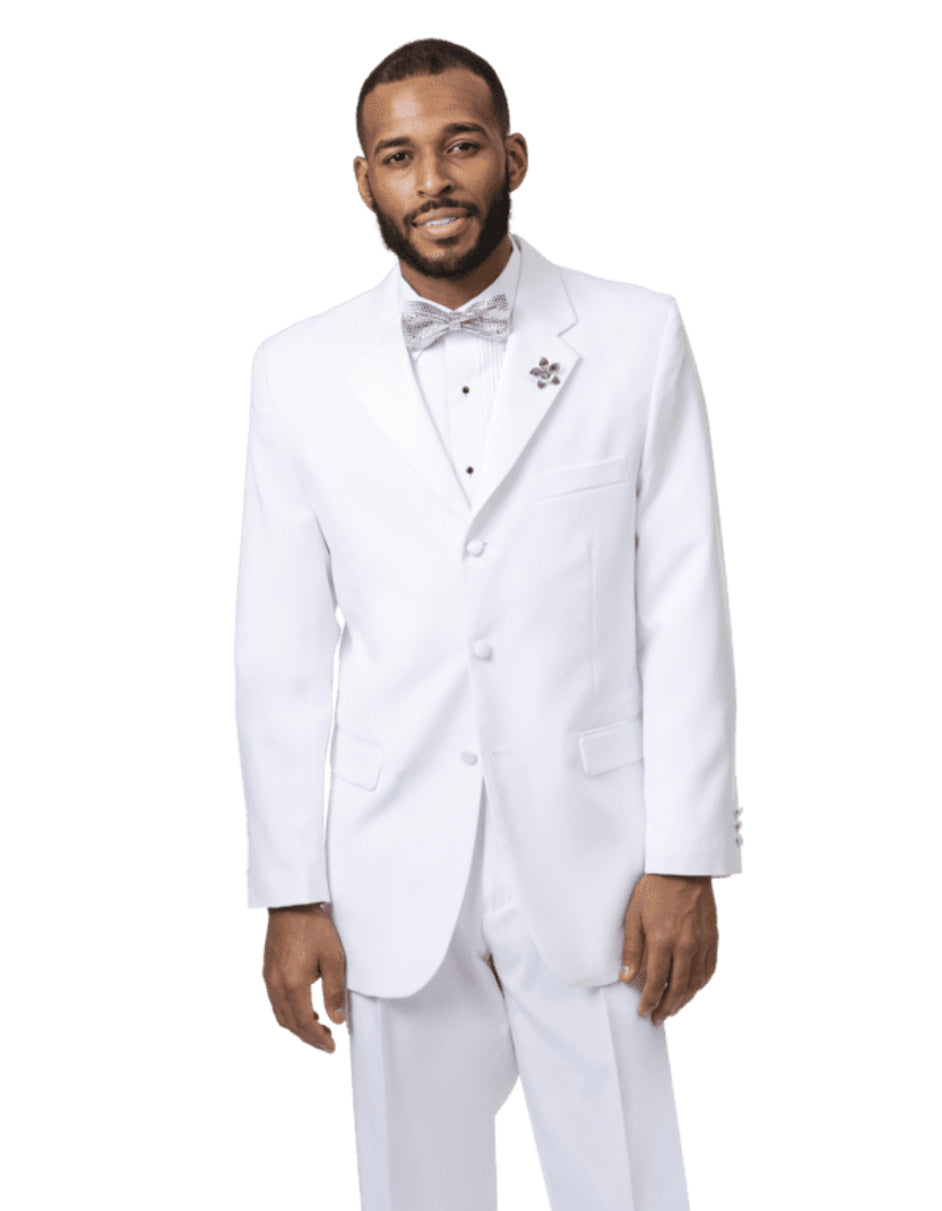 Mens Classic 3 Button Notch Lapel Tuxedo in White - Men's Tuxedo USA