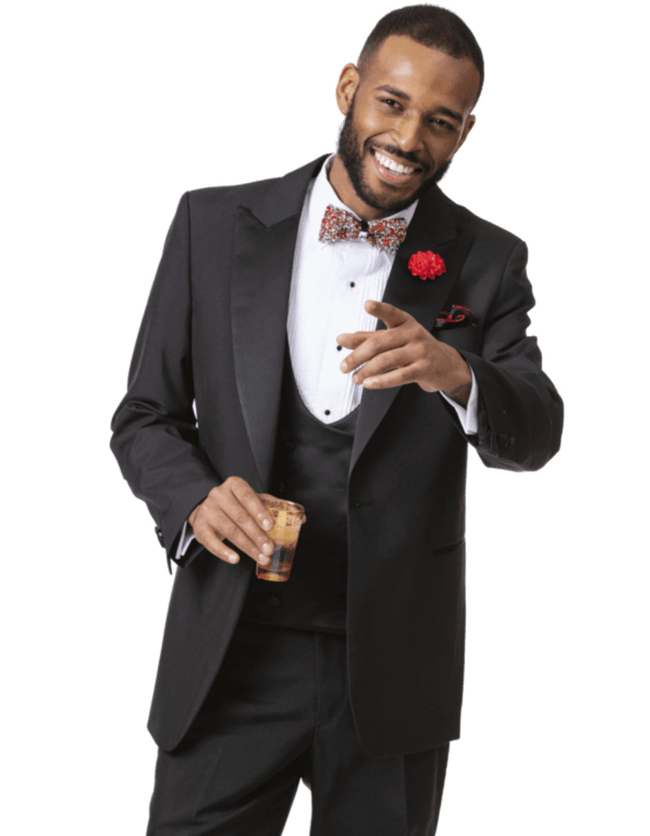 Mens Classic One Button Peak Tuxedo in Black - Men's Tuxedo USA