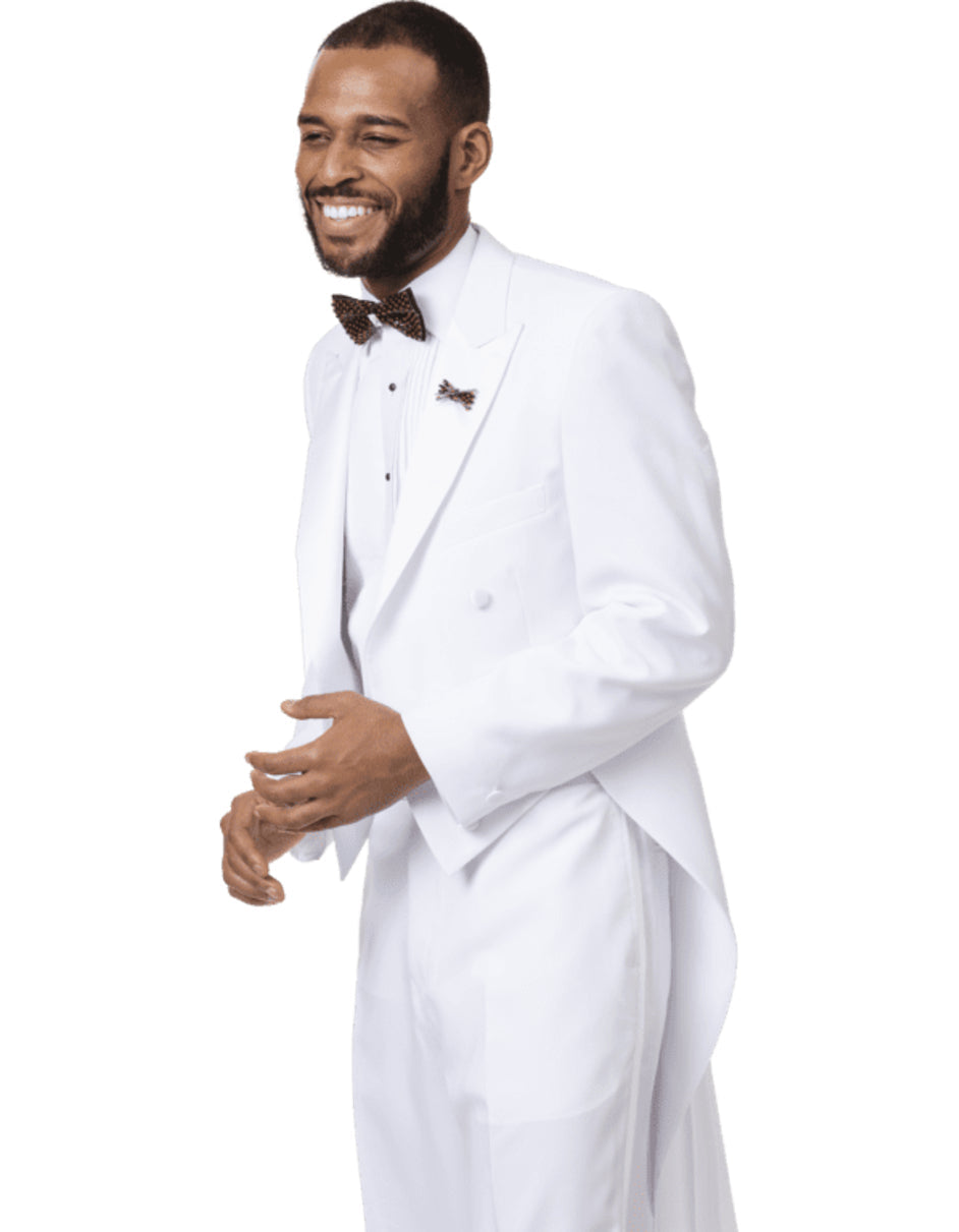 Mens Classic Microfiber Tail Tuxedo in White - Men's Tuxedo USA