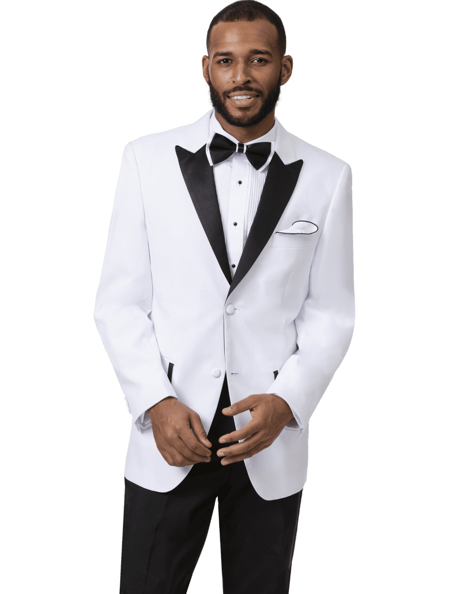 Mens Classic Two Button Peak Tuxedo in White & Black - Men's Tuxedo USA