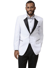 Mens Classic 2 Button Notch Lapel Tuxedo in White & Black - Men's Tuxedo USA