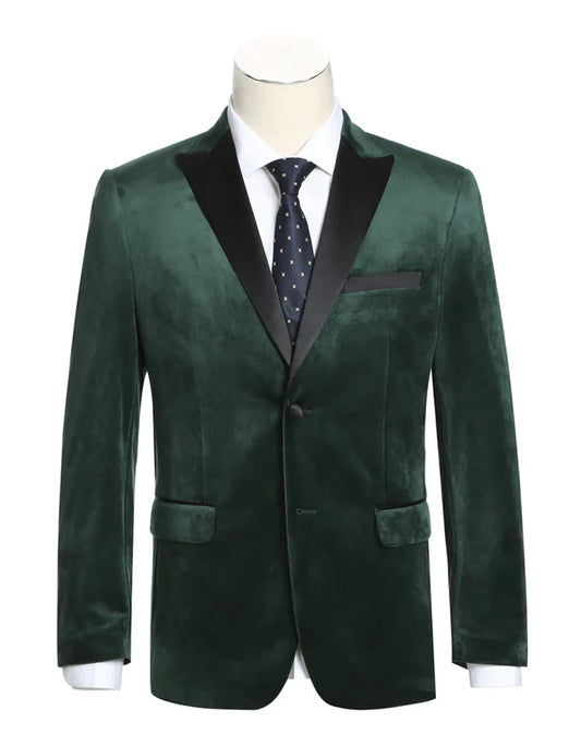 Mens Classic Velvet Smoking Jacket Tuxedo Dinner Jacket in Dark Hunter Green - Men's Tuxedo USA