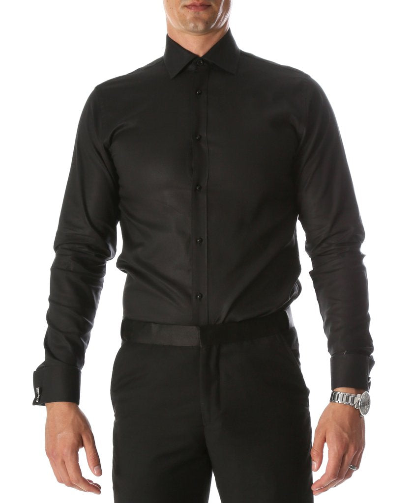 Mens Slim Fit Black Dress Shirt - Men's Tuxedo USA