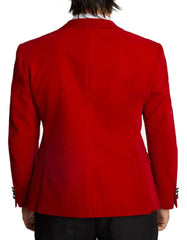 Double Breasted Tuxedo - Velvet Dinner Jacket with Pants in Color Red