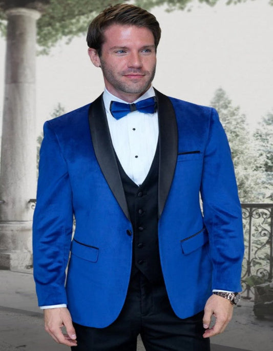 Blue Prom Suit - Blue Homecoming Outfits For Guys Velvet Jacket Royal Blue - Men's Tuxedo USA