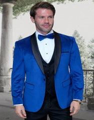 Blue Prom Suit - Blue Homecoming Outfits For Guys Velvet Jacket Royal Blue - Men's Tuxedo USA