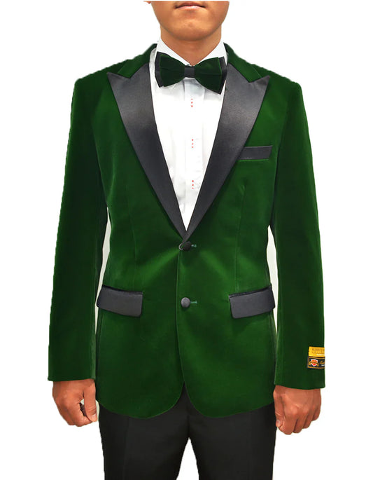 Mens Classic Velvet Tuxedo Dinner Smoking Jacket in Hunter Green - Men's Tuxedo USA