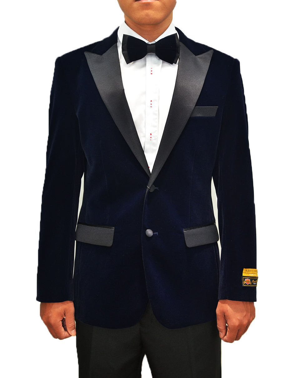 Mens Classic Velvet Tuxedo Dinner Jacket in Navy - Men's Tuxedo USA