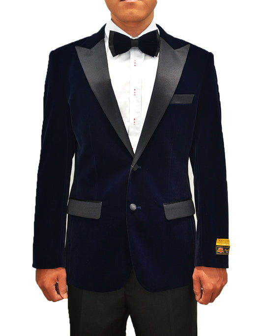 Mens Classic Velvet Tuxedo Dinner Jacket in Navy - Men's Tuxedo USA