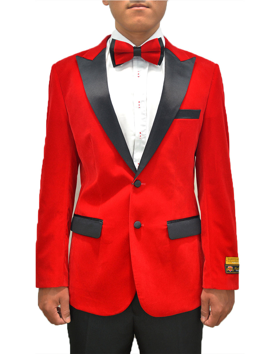 Mens Classic Velvet Tuxedo Dinner Jacket in Red - Men's Tuxedo USA