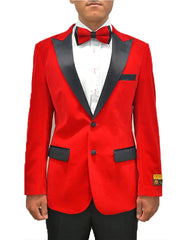 Mens Classic Gorgeous Velvet Fabric Tuxedo Dinner Jacket in Red - Men's Tuxedo USA