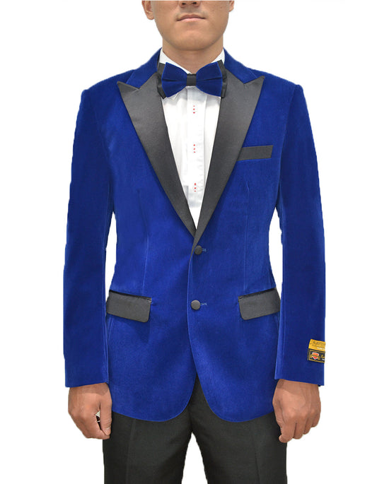 Mens Classic Velvet Tuxedo Dinner Jacket in Royal Blue - Men's Tuxedo USA