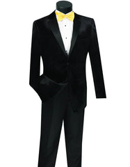 Mens Velvet Two Button Notch Tuxedo in Black - Men's Tuxedo USA