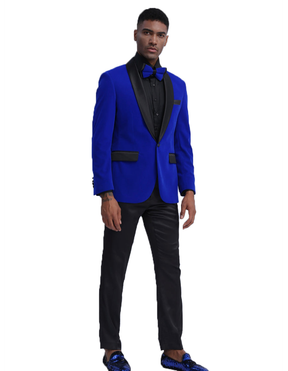 Mens Velvet Shawl Tuxedo Dinner Jacket in Royal Blue - Men's Tuxedo USA