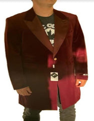 Burgundy Tuxedo - Maroon Burgundy Color - Velvet Tuxedo - Three Quarter - CarCoat Burgundy