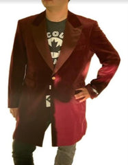 Burgundy Tuxedo - Maroon Burgundy Color - Velvet Tuxedo - Three Quarter - CarCoat Burgundy