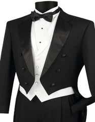 Black Tuxedo - Vested Tail Mens Wedding Suit - Black Prom Suit - Men's Tuxedo USA