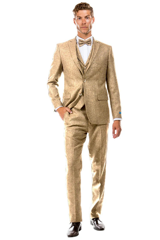 Tan Suits For Wedding - Tan Groomsmen Suits - Tan Vintage Style Tuxedo - Men's Tuxedo USA