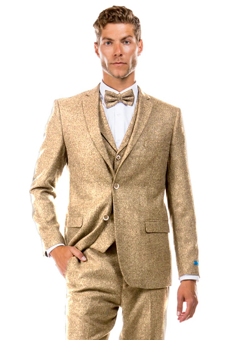 Tan Suits For Wedding - Tan Groomsmen Suits - Tan Vintage Style Tuxedo - Men's Tuxedo USA