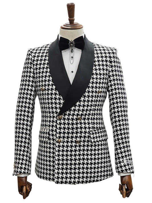 Double Breasted Tuxedo Suit  - Slim fitted Suit -  Black and White Suit - Shawl Collar - Men's Tuxedo USA