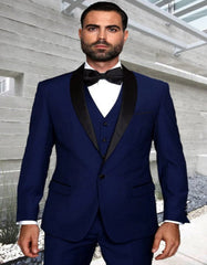 Blue Prom Suit - Blue Homecoming Outfits For Guys Wedding Tuxedo in Sapphire Blue and Black - Men's Tuxedo USA