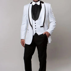 Bryan Michaels Slim Fit 3-PC Tuxedo, White - Men's Tuxedo USA