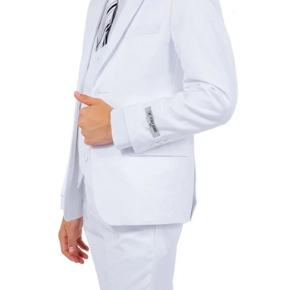 Exclusive Stacy Adams 5pc Boys Suit Slim-Fit, White - Men's Tuxedo USA