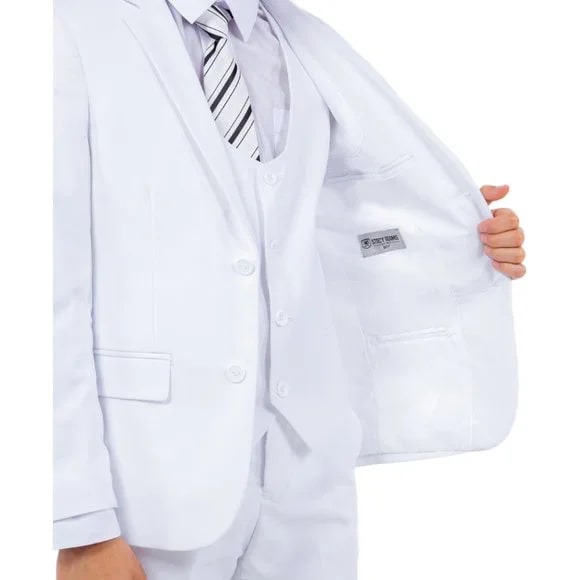 Exclusive Stacy Adams 5pc Boys Suit Slim-Fit, White - Men's Tuxedo USA