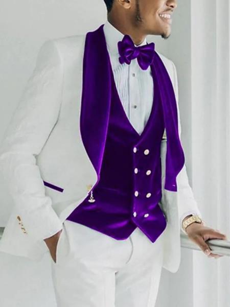 White and Purple tuxedo - Mens Wedding Suit - Men's Tuxedo USA