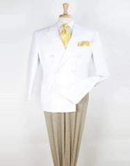 Mens Classic Fit Double Breasted White Sport Coat Blazer - Men's Tuxedo USA