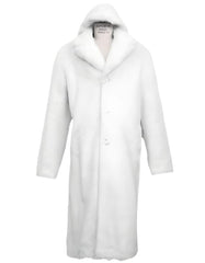 Mens Overcoat - Topcoat For Men - Winter Fabric - Men's Long Length Faux Fur Coat Full Length Overcoat ~ Long Men's Dress Topcoat - Winter Coat + Arctic White - Men's Tuxedo USA