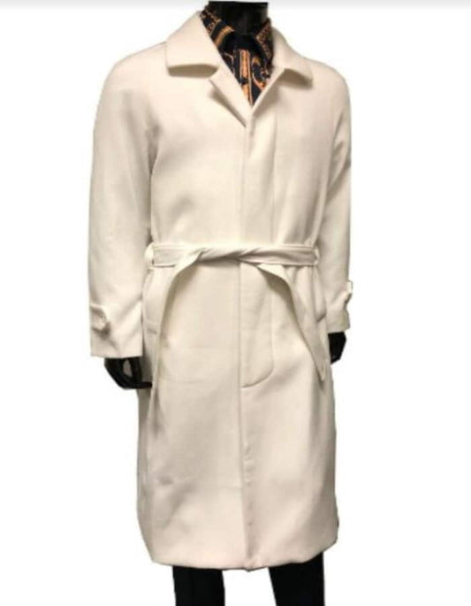 Mens Overcoat - Topcoat For Men - Winter Fabric - Mens White Overcoat - Single Breasted White Topcoat - Men's Tuxedo USA