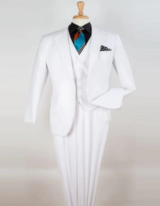 Pleated Suit - Mens Suits With Pleated Pant -  Regular Fit Suit - Classic Fit White Suit - Men's Tuxedo USA