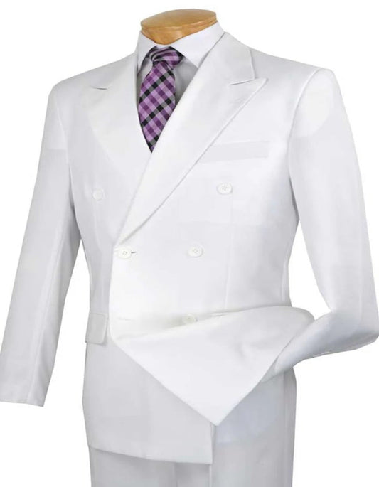 Pleated Suit - Mens Suits With Pleated Pant -  Regular Fit Suit -  White Poplin Suit - Men's Tuxedo USA