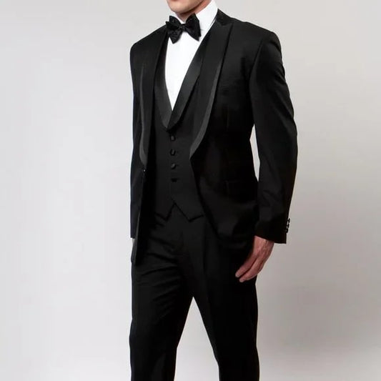 Bryan Michaels Slim Fit 3-PC Tuxedo, Black - Men's Tuxedo USA