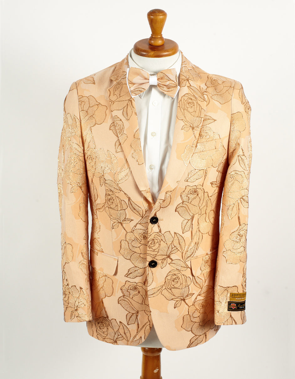 Mens Empire Prom Blazer in Gold Floral Pattern - Men's Tuxedo USA