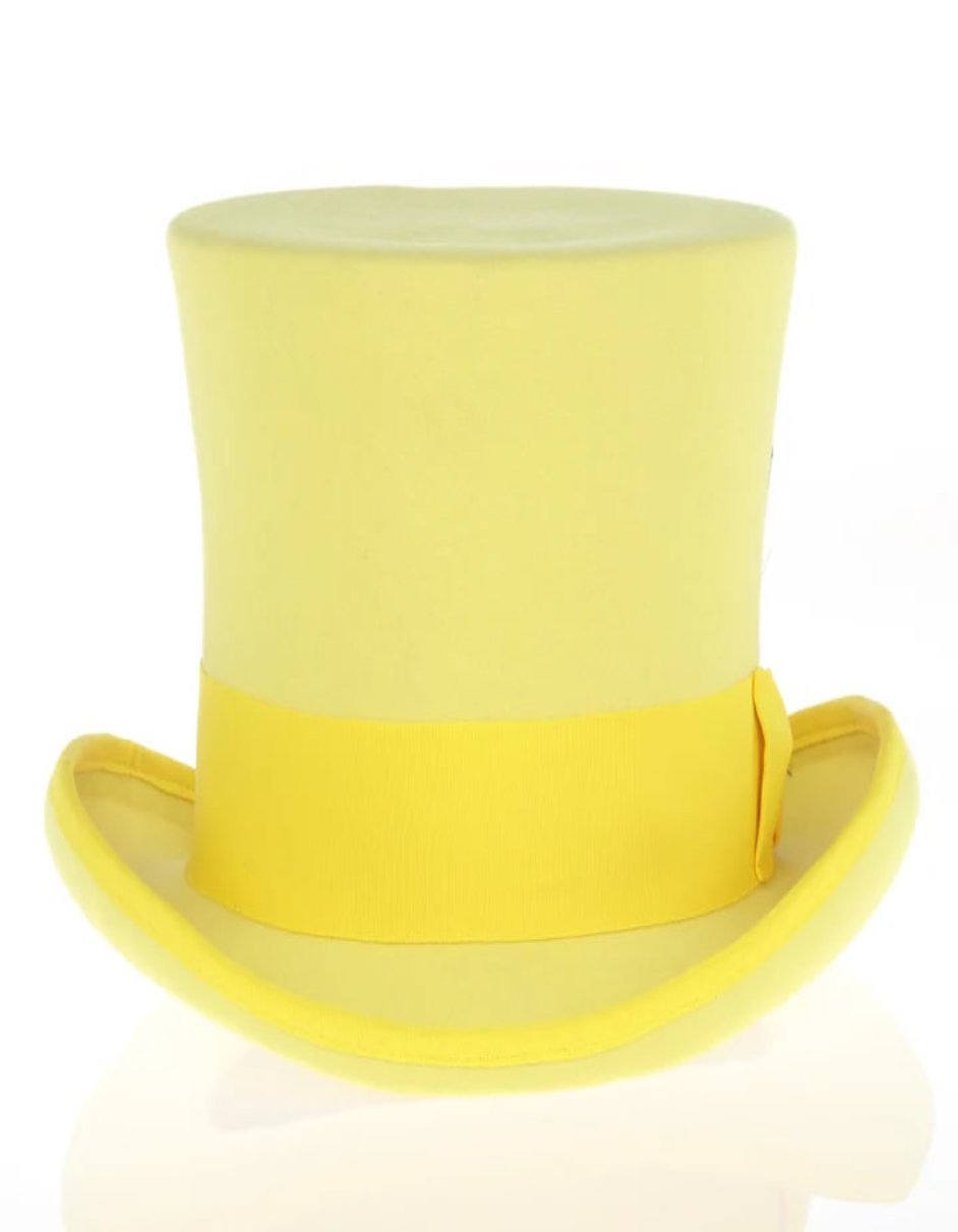 Victorian Steampunk Top Hat - 1800 19th Century - Dressy Loden Felt Top Yellow Hat