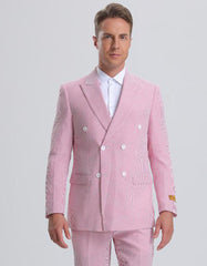 Mens Double Breasted Gangster Pinstripe - Chalk Big Pinstripe Suit in 3 Colors - Men's Tuxedo USA