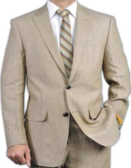 Linen Suit - Mens Summer Suits in Beige Big and Tall Color - Beach Wedding - Men's Tuxedo USA