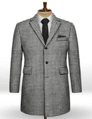 Big Houndstooth BW Tweed Overcoat - Mens Topcoat - Men's Tuxedo USA