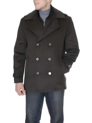 Men's Brown 6-On-3 Double Breasted Herringbone Vent Designer men's Wool Peacoat Sale - Men's Tuxedo USA