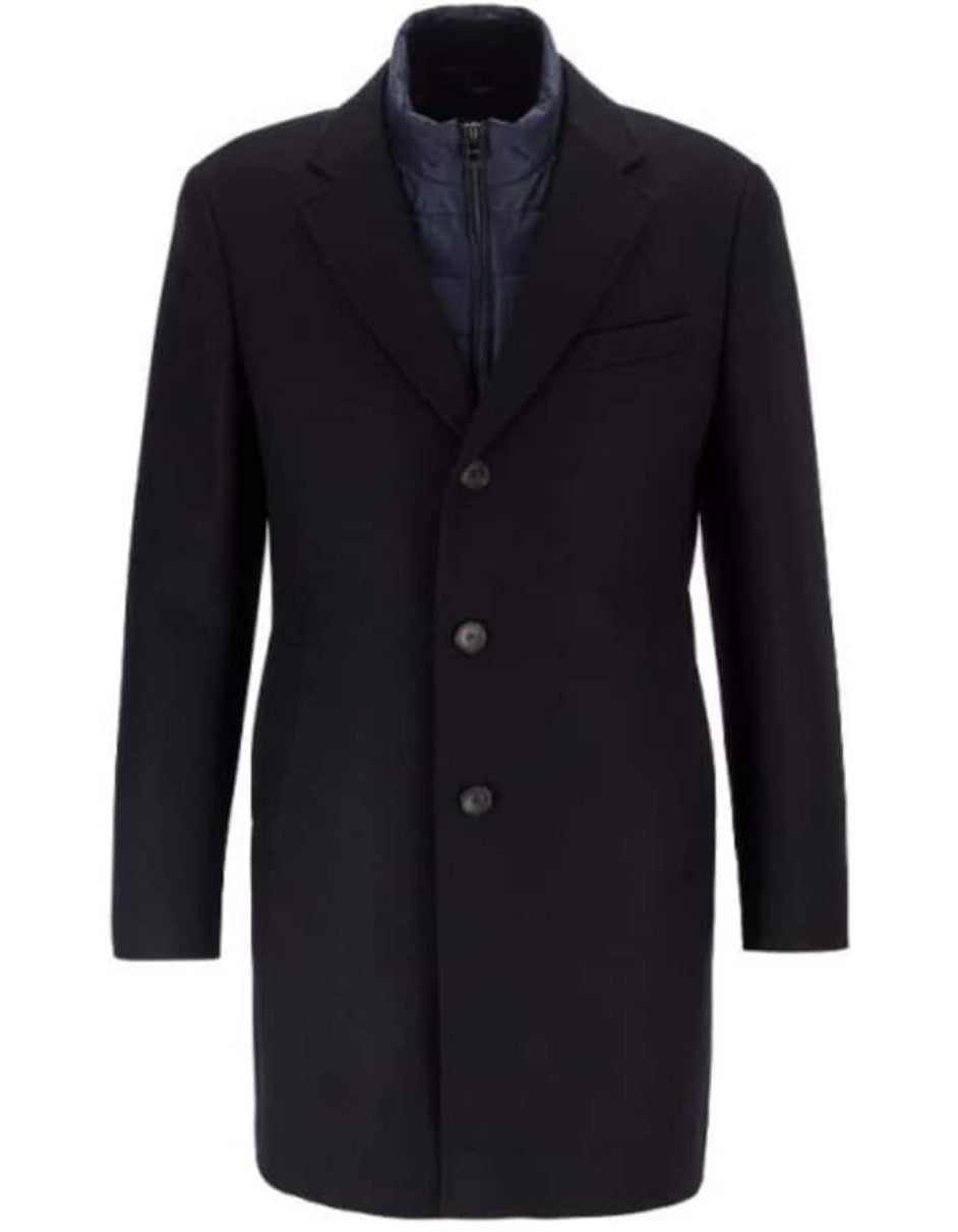 Mens Long Dress men's Dress Topcoat - Winter coat 100% Cashmere Fabric Standard Length Coat Dark Blue - Men's Tuxedo USA